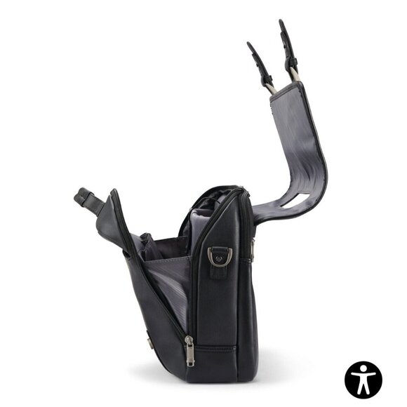 Samsonite Black Classic Leather Flapover Business Satchel Bag—Fits‎ 2 Laptops - Picture 10 of 16